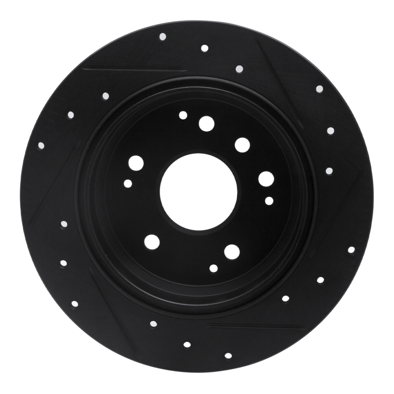 Acura TL Brake Rotor (1) - Rear Left - R1 Concepts - Drilled & Slotted - Black - `99-`11